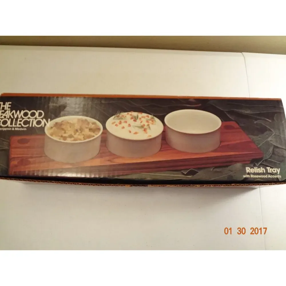 Vintage Teak Wood Collection Relish Tray - 8650 in original box teakwood